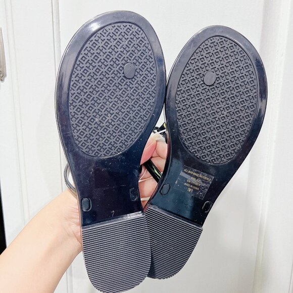 Tory Burch Mini Miller Womens Thong Flat Sandal Black Rubber Gold Logo US 7 - Picture 8 of 9